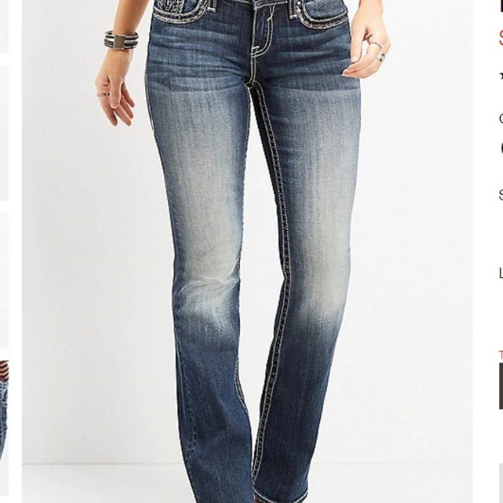 Vigoss Embellished Pocket Dark Wash Bootcut Jean